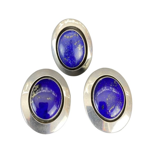 Native American Earrings and Ring Set Navajo Jewelry Willie Shaw Sterling Silver - Picture 1 of 9